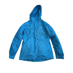 Columbia Interchange Omni-Heat Blue Geometric Ski Jacket Womens Small 1801151